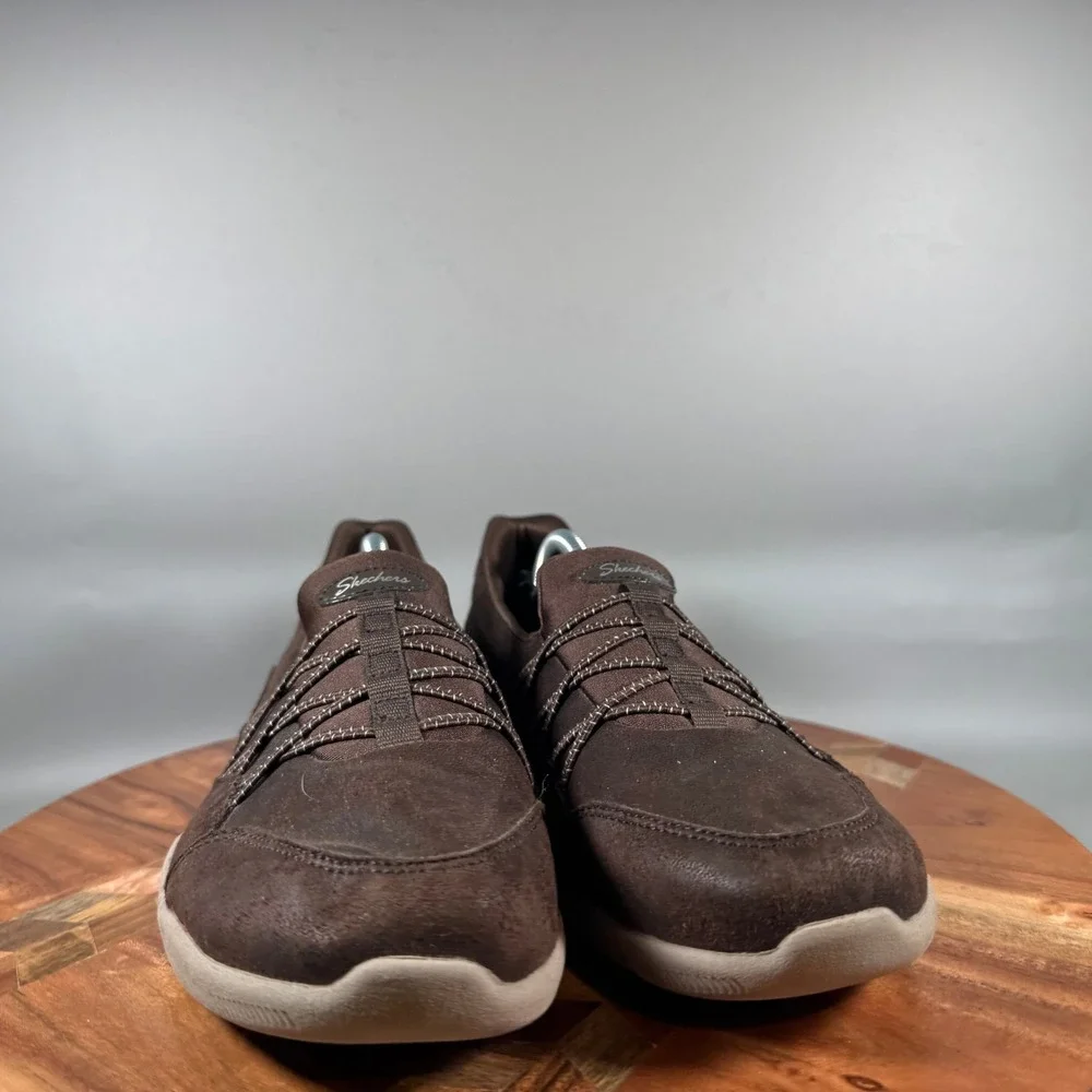 Skechers Womens 100193 Chocolate Brown Bungee Slip On Walking Shoes Size 9